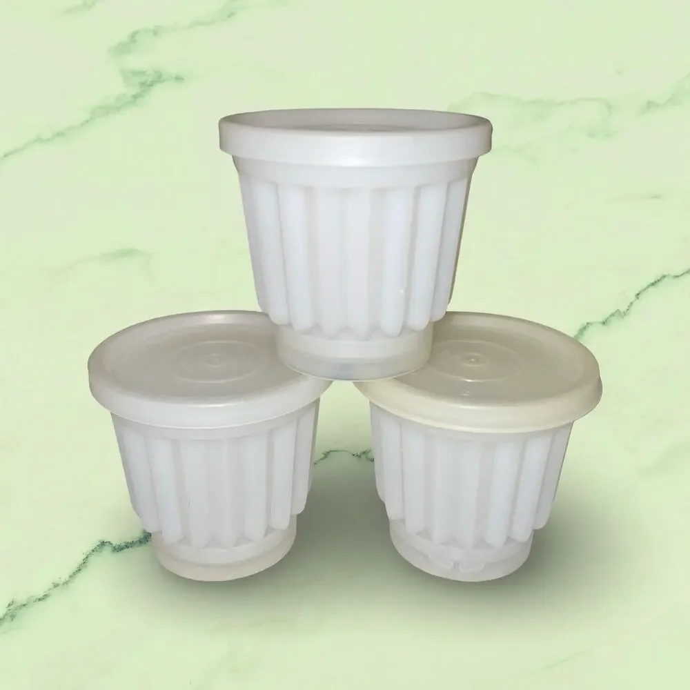 Tupperware Jel-ette Mini Molds Set 3 White 297 Individual Jello Desert Cups VTG